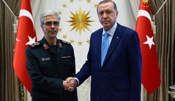 Turkish President Erdogan meets with Iran's Chief of Staff Major General Mohammad Baqeri in Ankara